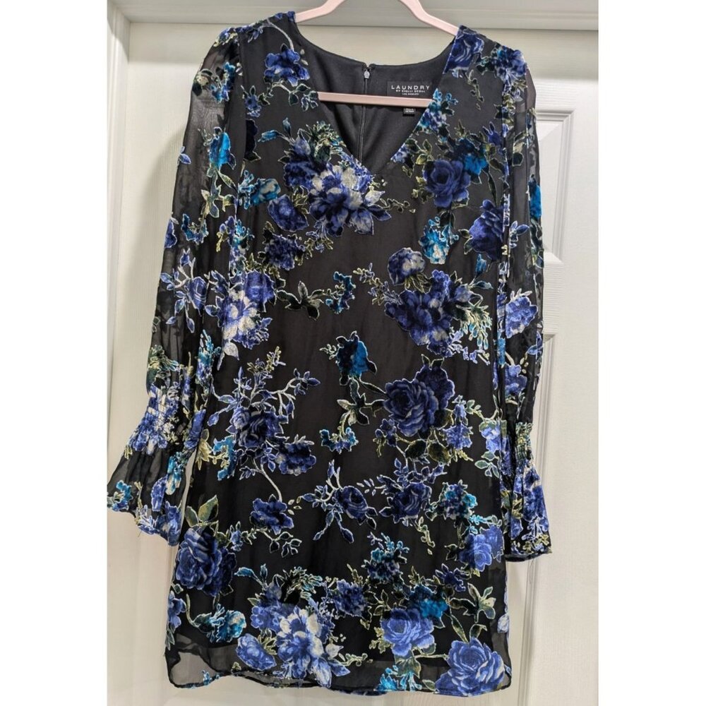 Laundry By Shelli Segal Womens Velvet Burnout Dress 4 Sheer Whimsygoth Fairy NYE